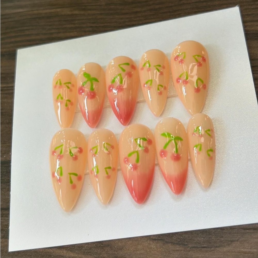 Cherry jelly press on nails set